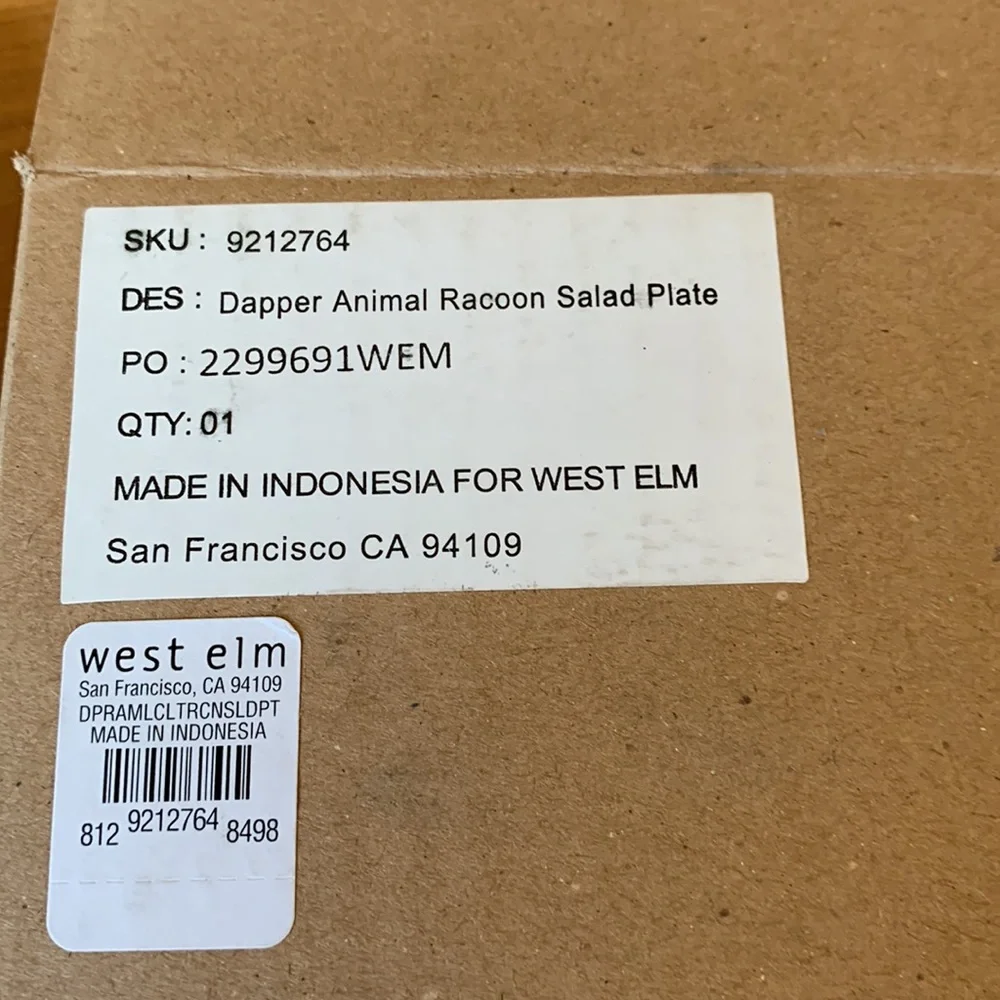 West Elm - Dapper Animal Halloween - Raccoon Ghost - Salad Plate